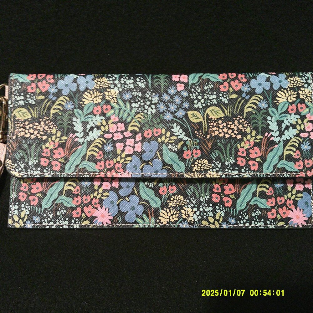 Rifle Paper Co for Anthropologie Currency Document Holder Wristlet Flowers